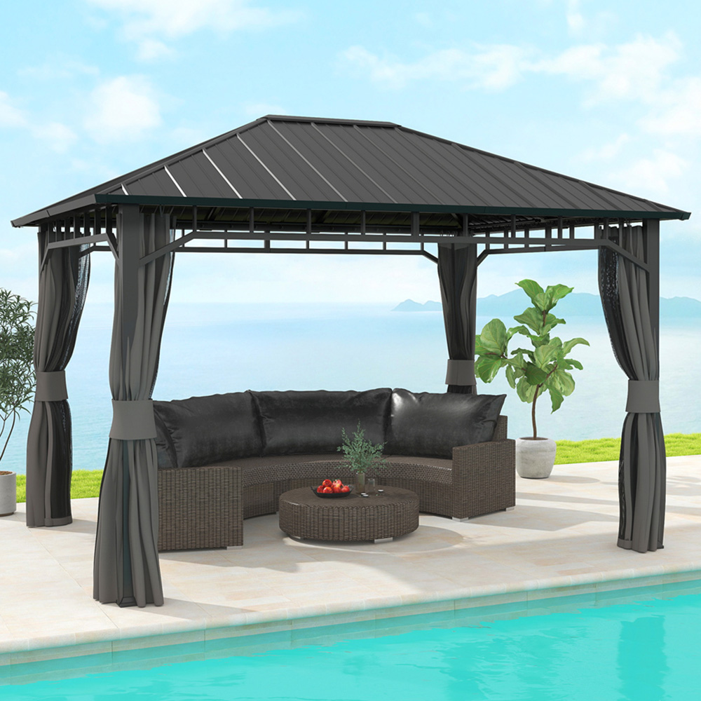 Outsunny 3 x 4m Galvanised Steel Gazebo with Sides Image 1