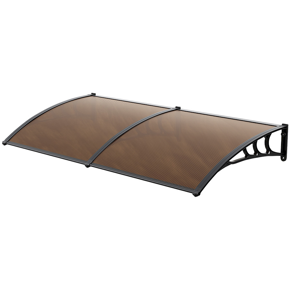 Living and Home Dark Brown Curved Door and Window Canopy 2 x 1m Image 2