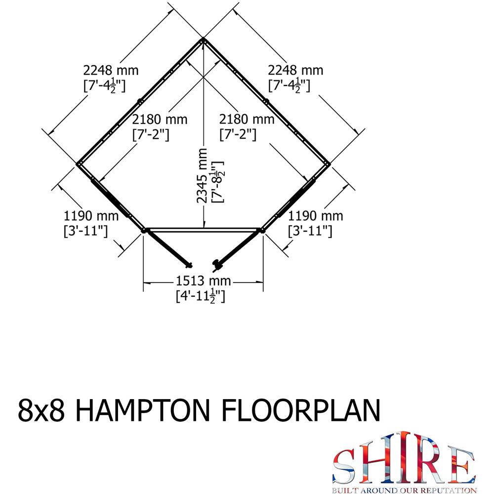 Shire Hampton 8 x 8ft Double Door Traditional Summerhouse Image 8