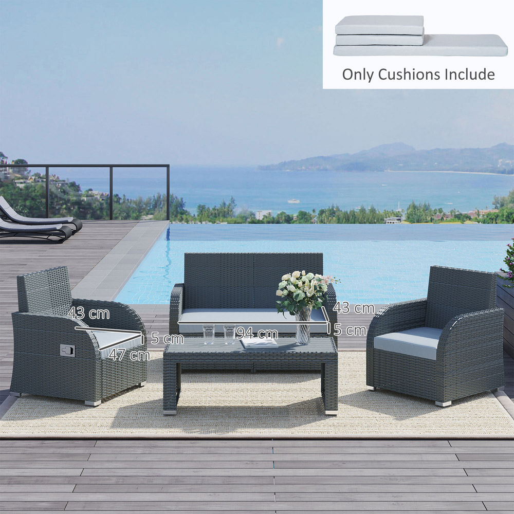 Outsunny 3 Piece Grey Outdoor Seat Cushion Set Image 3