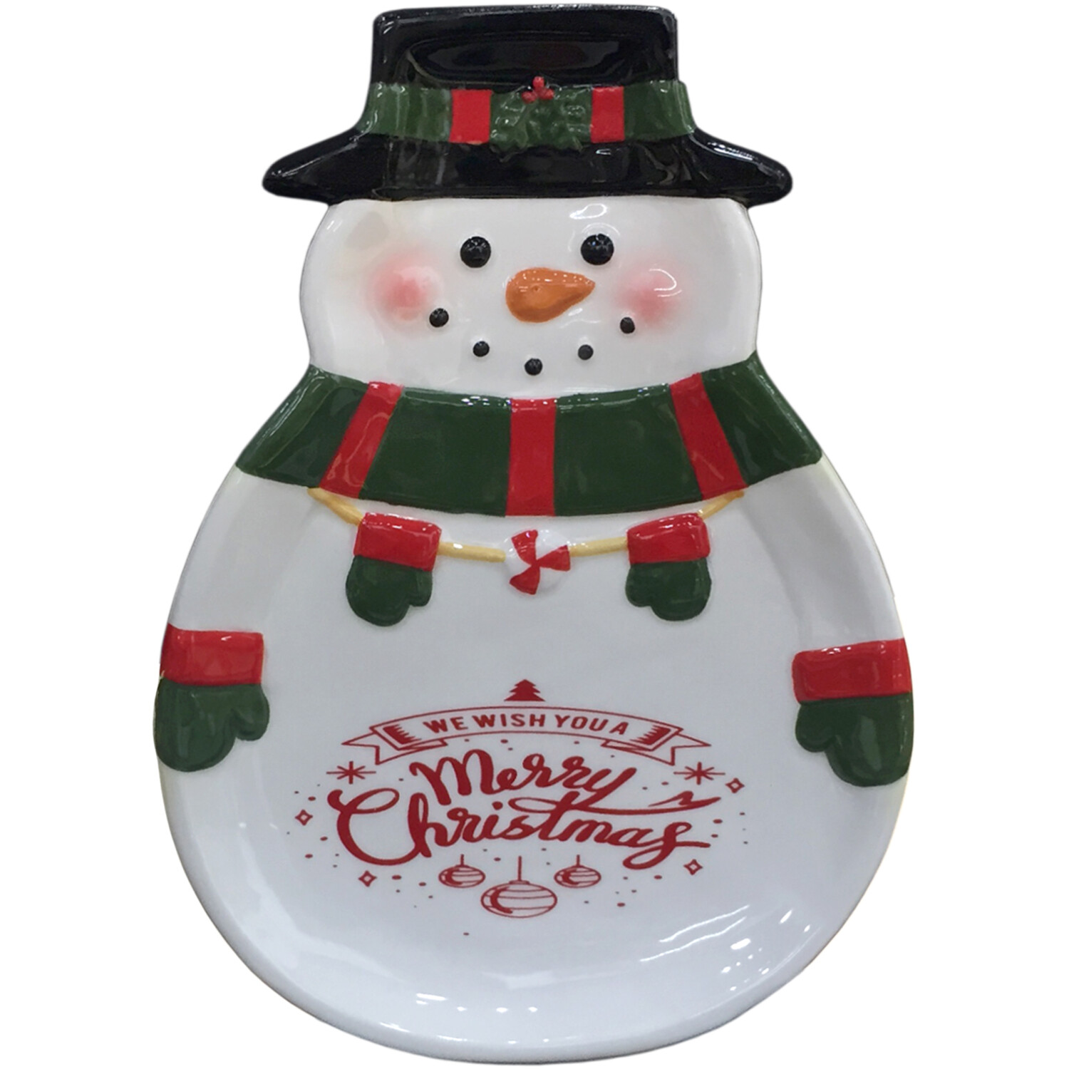 Merry Christmas Snowman Plate Image