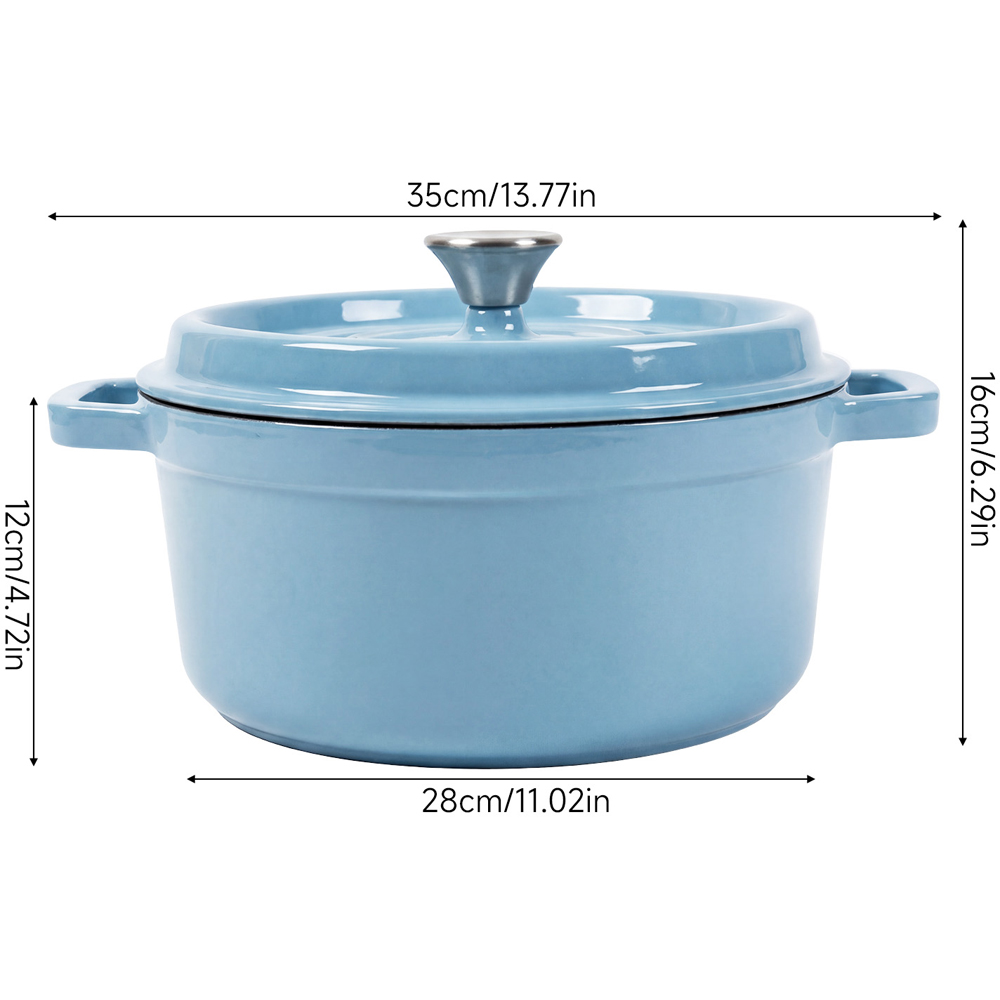 Living and Home Light Blue Enamelled Cast Iron Dutch Oven Pot 6L Image 8