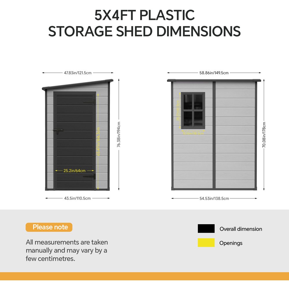 Living and Home 5 x 4ft Plastic Pent Garden Storage Shed with Floor Image 8