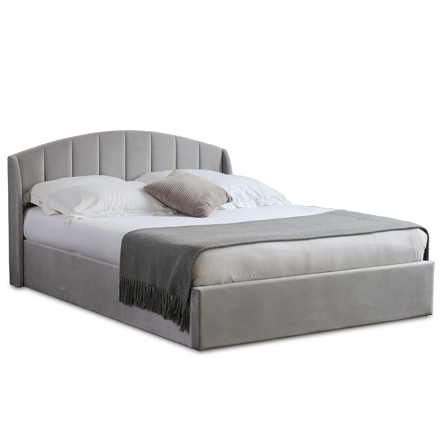 Grace King Size Grey Velvet Touch Ottoman Bed Image 5