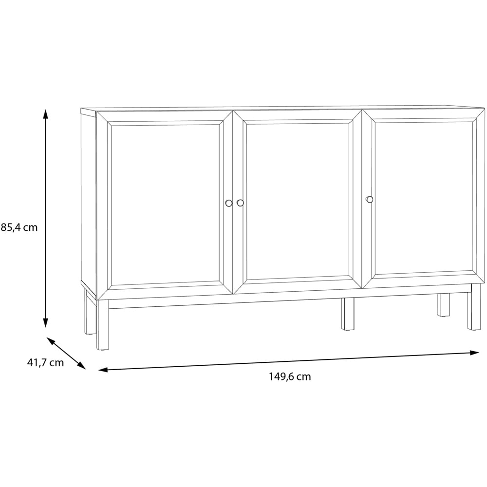 Florence Wensley 3 Door Single Drawer Light Grey and Oak Sideboard Image 7