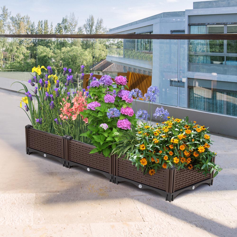 Living and Home Plastic Raised Garden Bed Planter Box 120 x 40 x 19cm Image 2