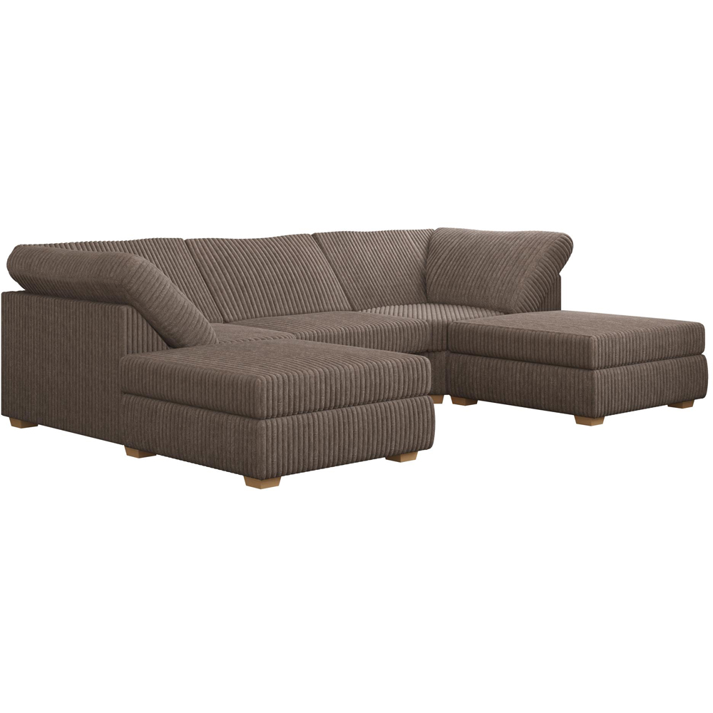 Nestle 5 Seater Late Plush Faux Fur Fixed Back U-Shape Sofa Image 3