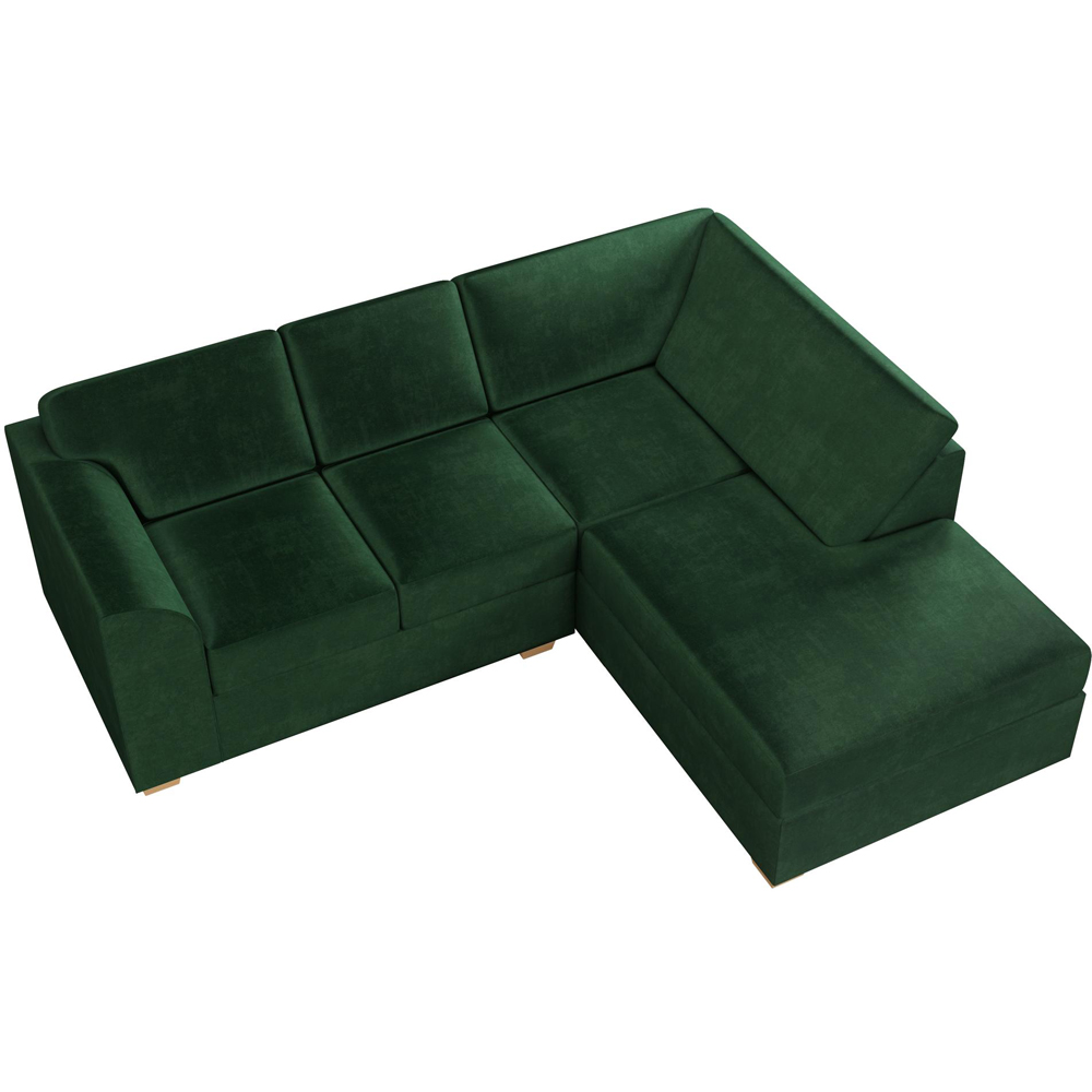 Modo 3 Seater Forest Green Plush Velvet Right Hand Fixed Back L-Shape Corner Sofa Image 4