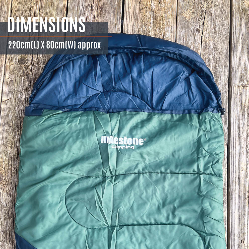 Milestone Camping 250 Hooded Evergreen Envelope Sleeping Bag Image 9