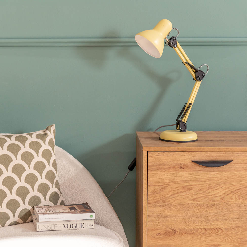 ValueLights Frankie Pale Yellow Metal Desk LED Table Lamp Image 2