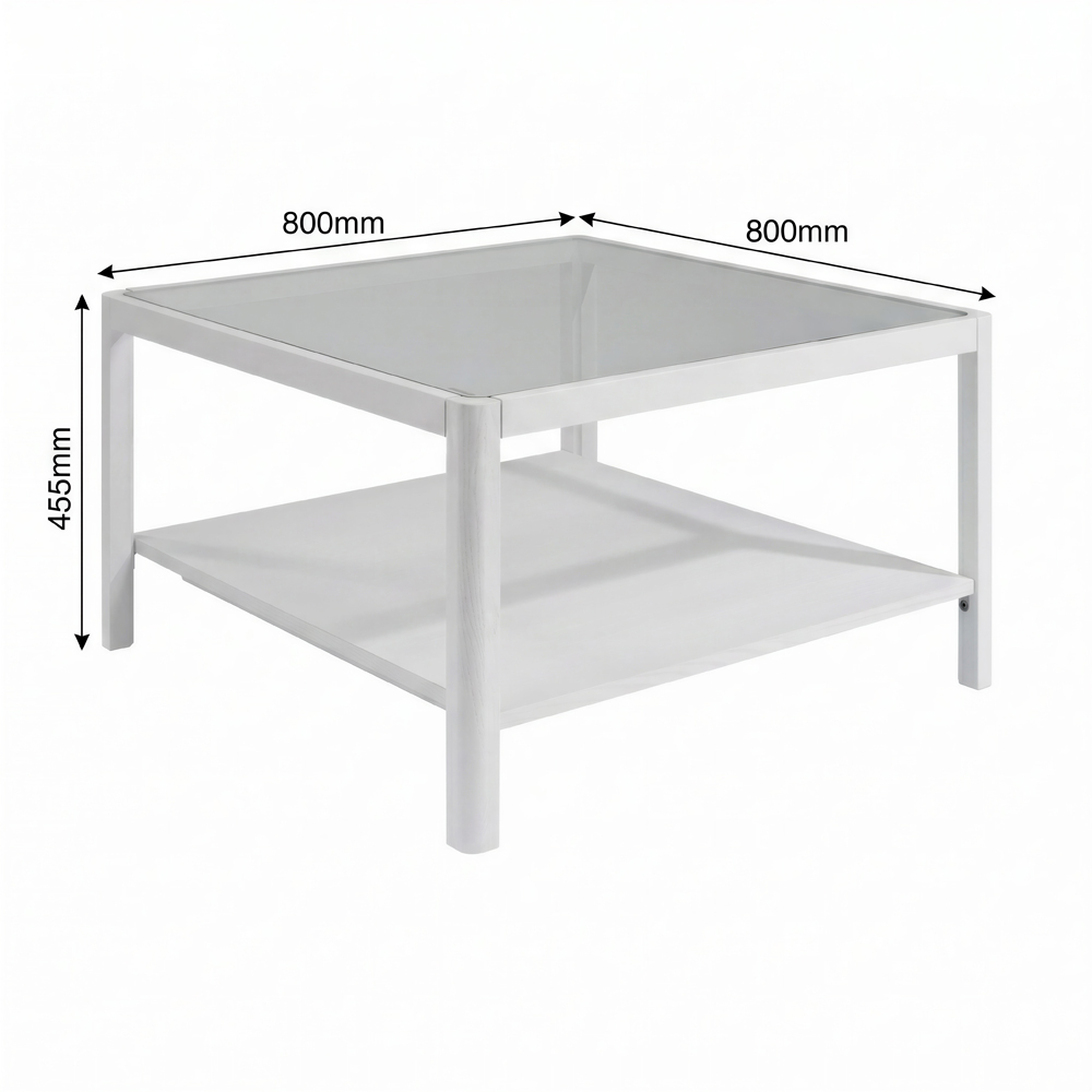 LPD Home Ray White Single Shelf Glass Top Coffee Table Image 5