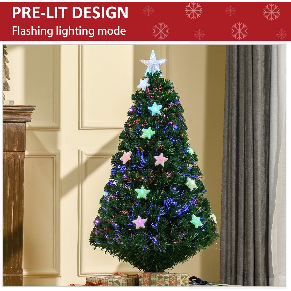 Everglow Fibre Optic Star LED Green Artificial Christmas Tree 4ft Image 5