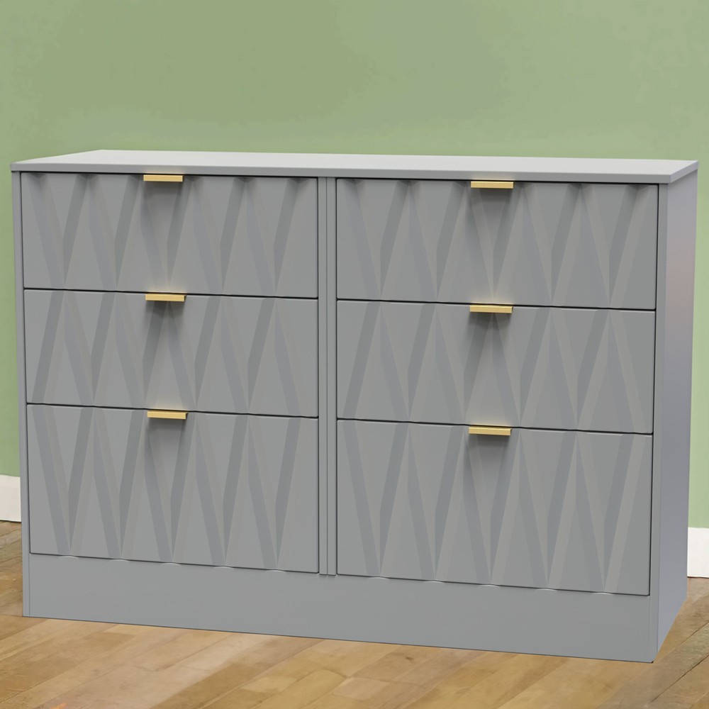 Crowndale Las Vegas 6 Drawer Dusk Grey Chest of Drawers Ready Assembled Image 1
