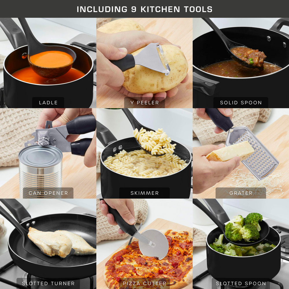 Swan Townhouse 14 Piece Black Pan and Tool Set Image 5