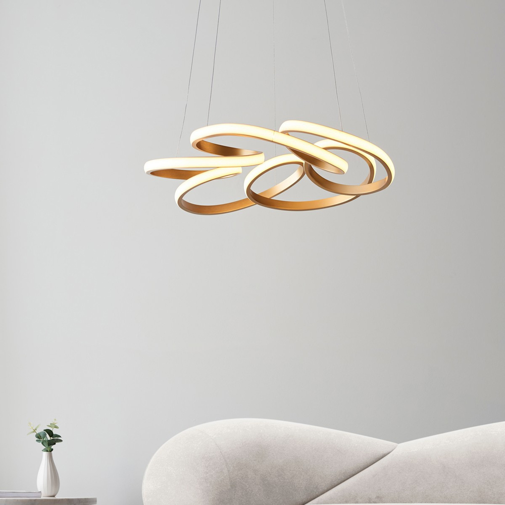 Merano Forli Satin Gold Paint and White Pendant Ceiling Lamp Image 6