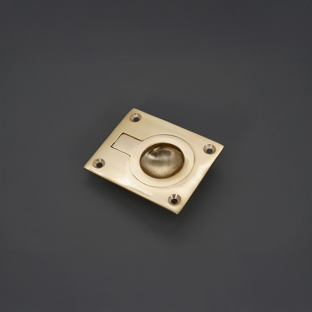Spira Brass Polished Brass Square Flush Ring Pull Handle Image 2