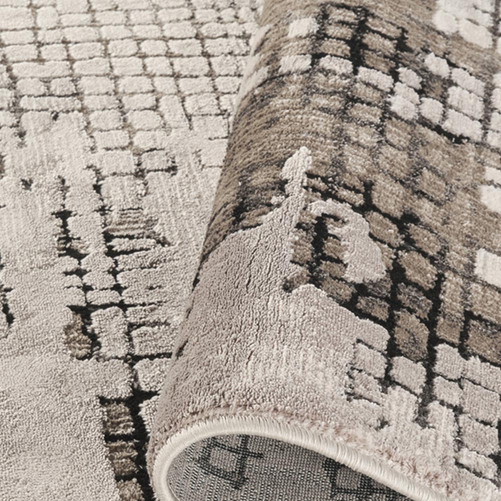 Mayfair Living Room Area Rug Metallic Sheen Contemporary Modern Croc Design - Grey 160cm x 230cm Image 3