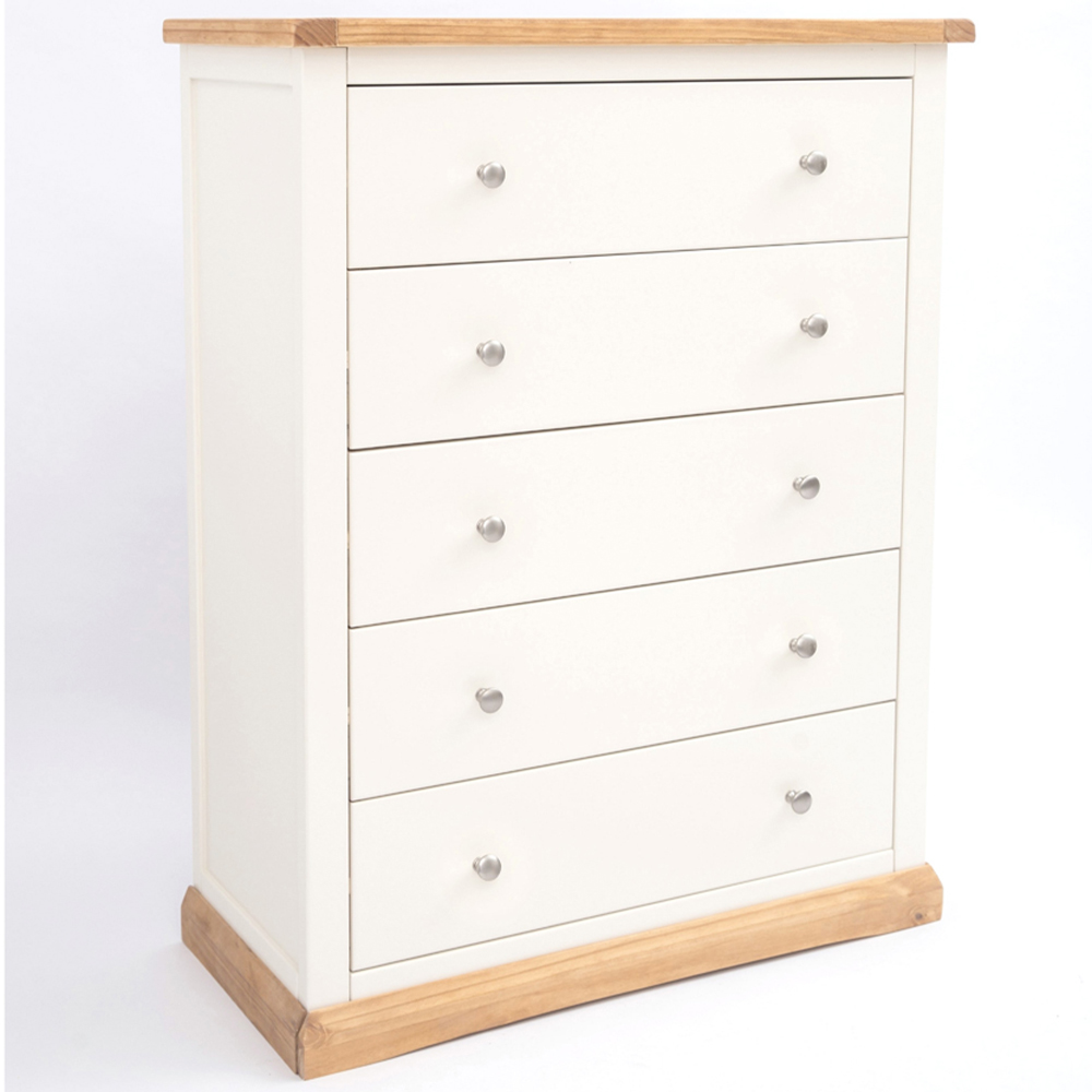 Cabinet Bits Trevi 5 Drawer White Chrome Knob Chest of Drawers Image 3