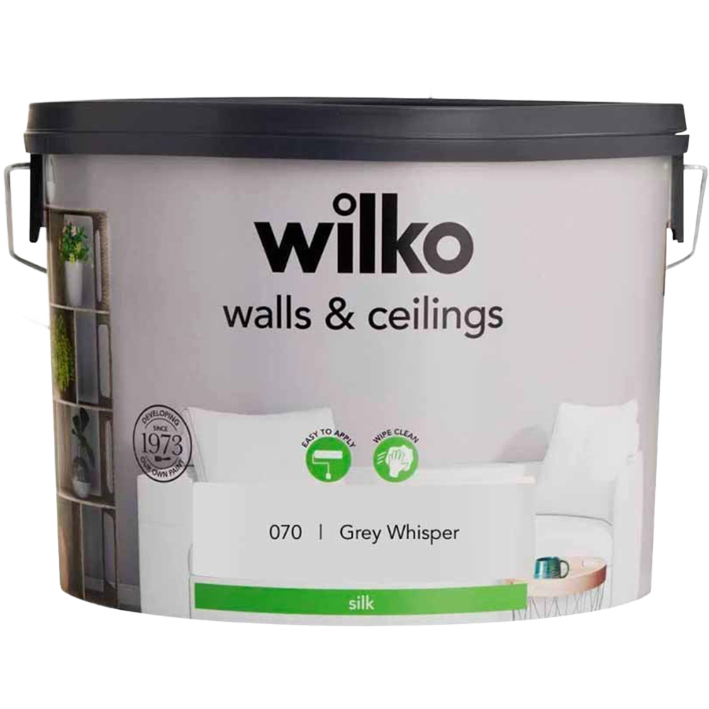 Wilko Walls & Ceilings Grey Whisper Silk Emulsion Paint 7.5L Image 2