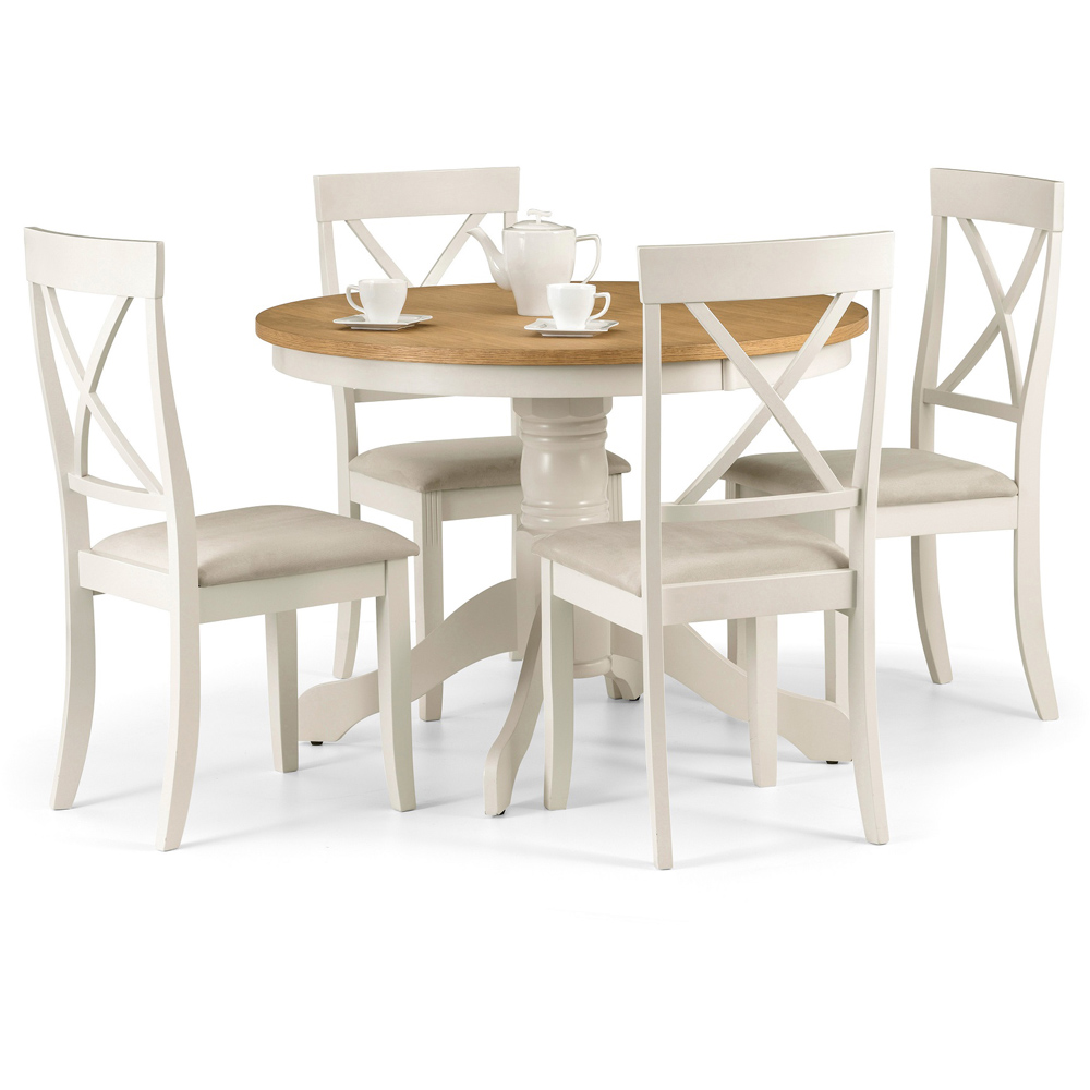 Julian Bowen Davenport Round Pedestal Dining Table Oak and Ivory Image 2