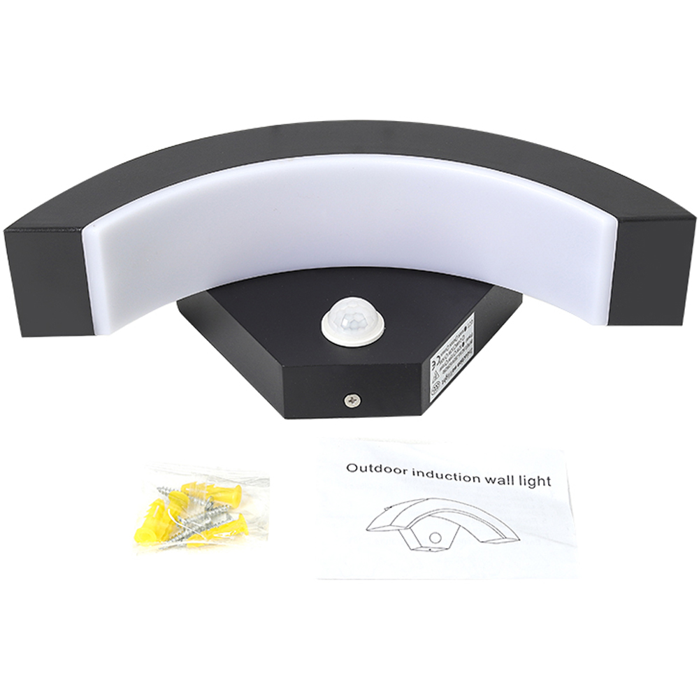 Living and Home Black Curved LED Garden Induction Wall Light Image 8