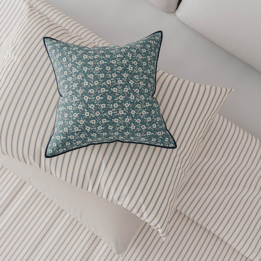 Helena Springfield Ticking Stripe Super King Size Blue and Teal Duvet Set Image 4