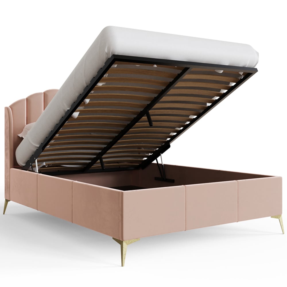GFW Pettine Double Blush Pink End Lift Ottoman Bed Image 6