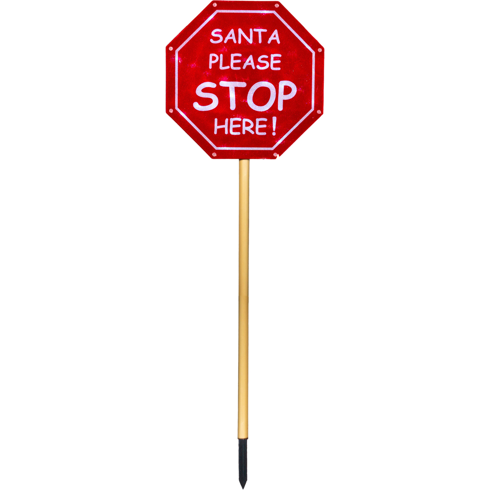 Xmas Haus Outdoor Led Santa Stop Here Sign Image 2