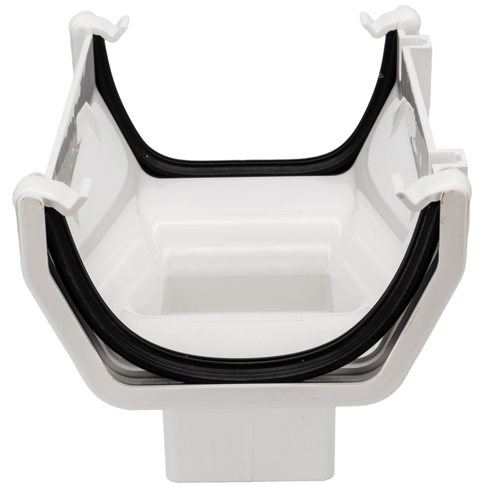 FloPlast Square Gutter Running Outlet White 114mm Image 3