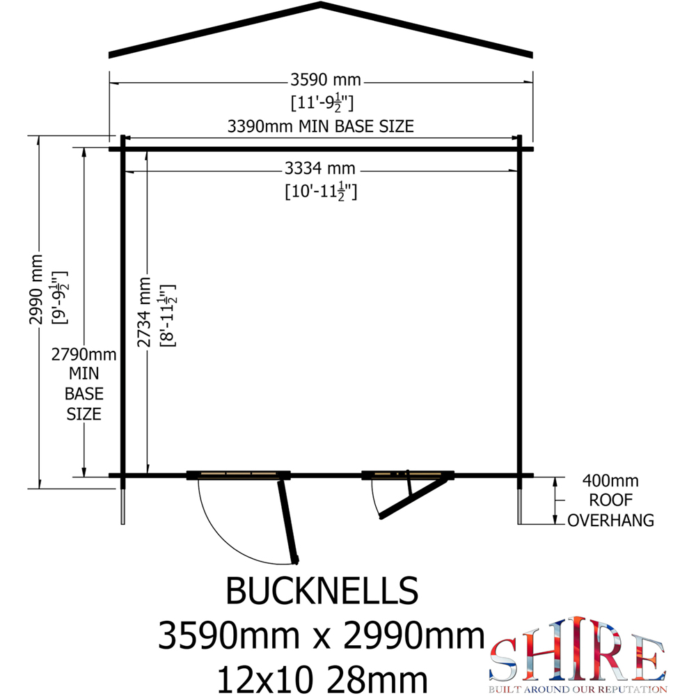 Shire Bucknells 12 x 10ft Pressure Treated Log Cabin Image 8