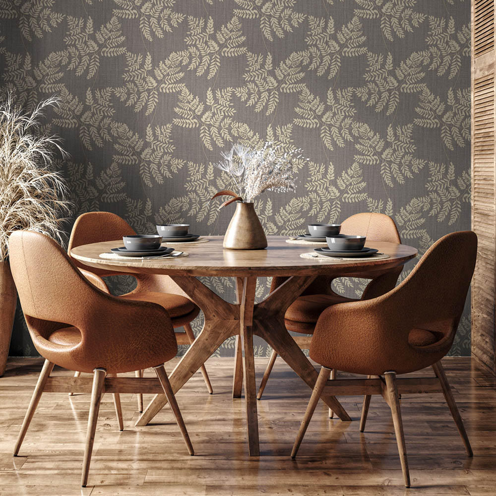 Belgravia Decor Fern Leaf Charcoal Wallpaper Image 3