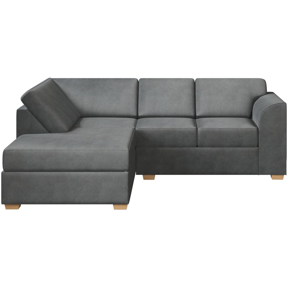 Modo 3 Seater Steel Plush Velvet Left Hand Fixed Back L-Shape Corner Sofa Image 4