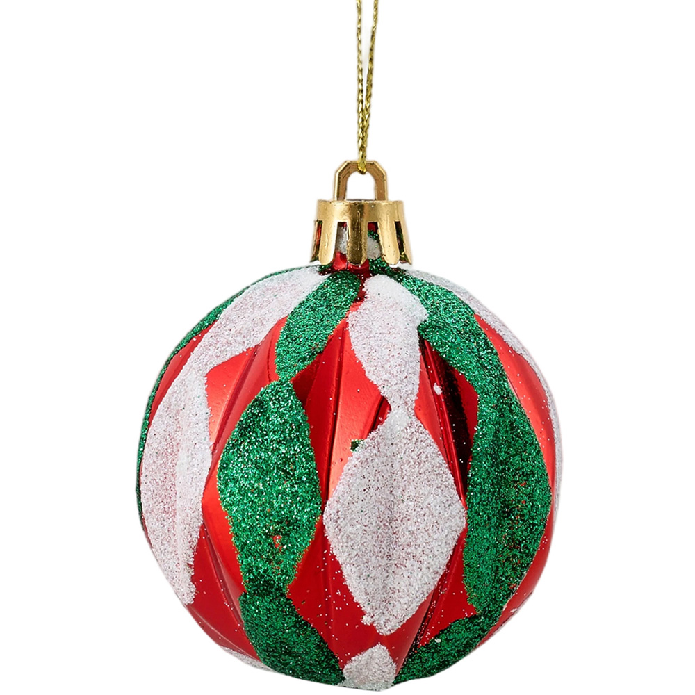 Living and Home Red Green and Clear Christmas Tree Decoration Ornaments 30 Pack Image 2