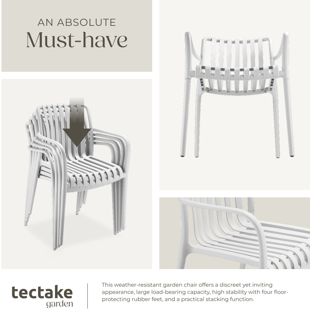 tectake Alcudia Set of 2 White Garden Chair Image 5