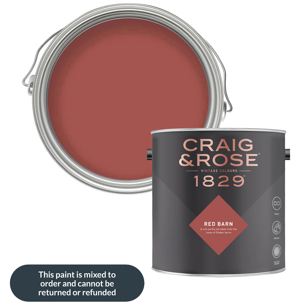 Craig & Rose Walls and Ceilings Red Barn Chalky Emulsion Paint 5L Image 1