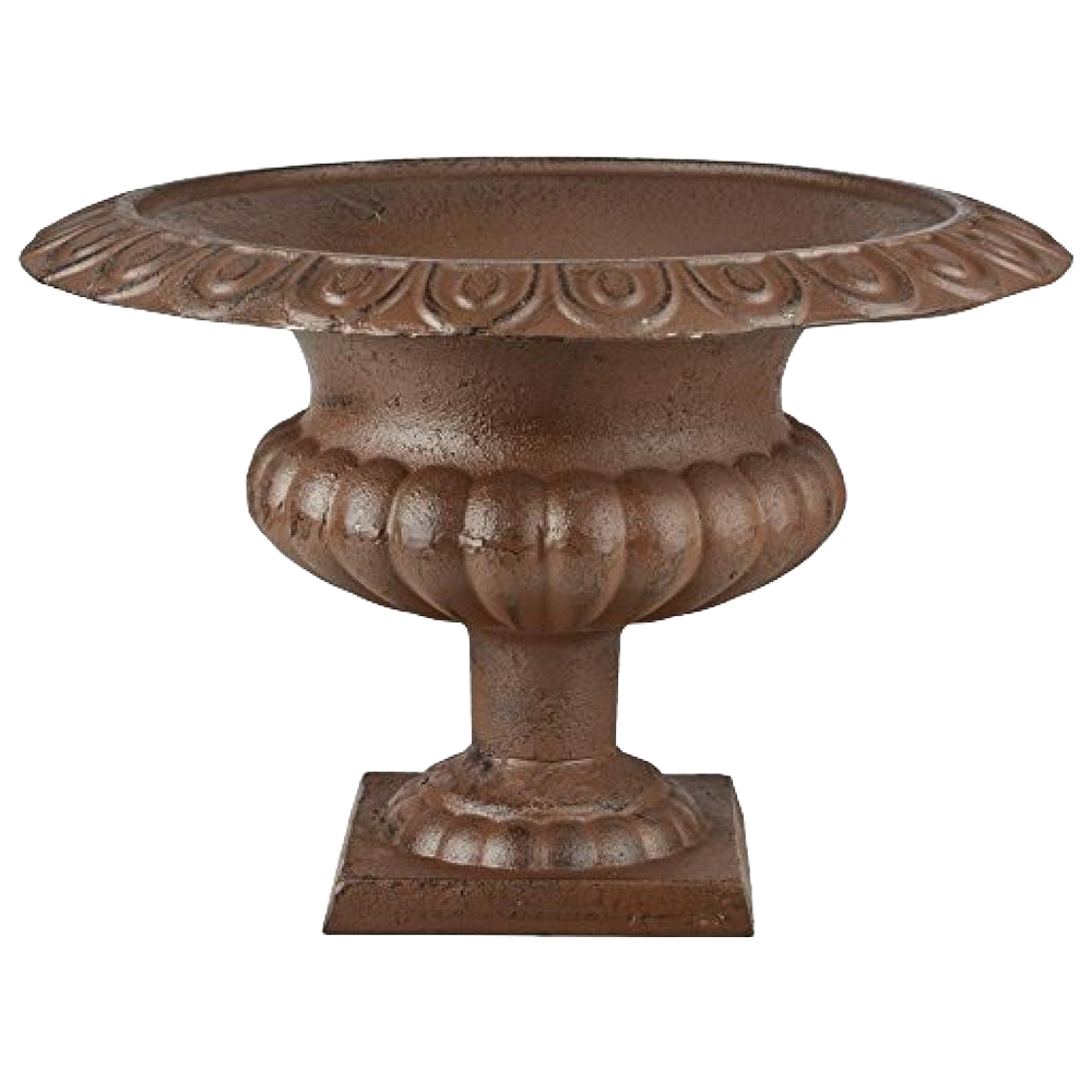 Fallen Fruits Brown Cast Iron Low French Urn Planter 30cm Image