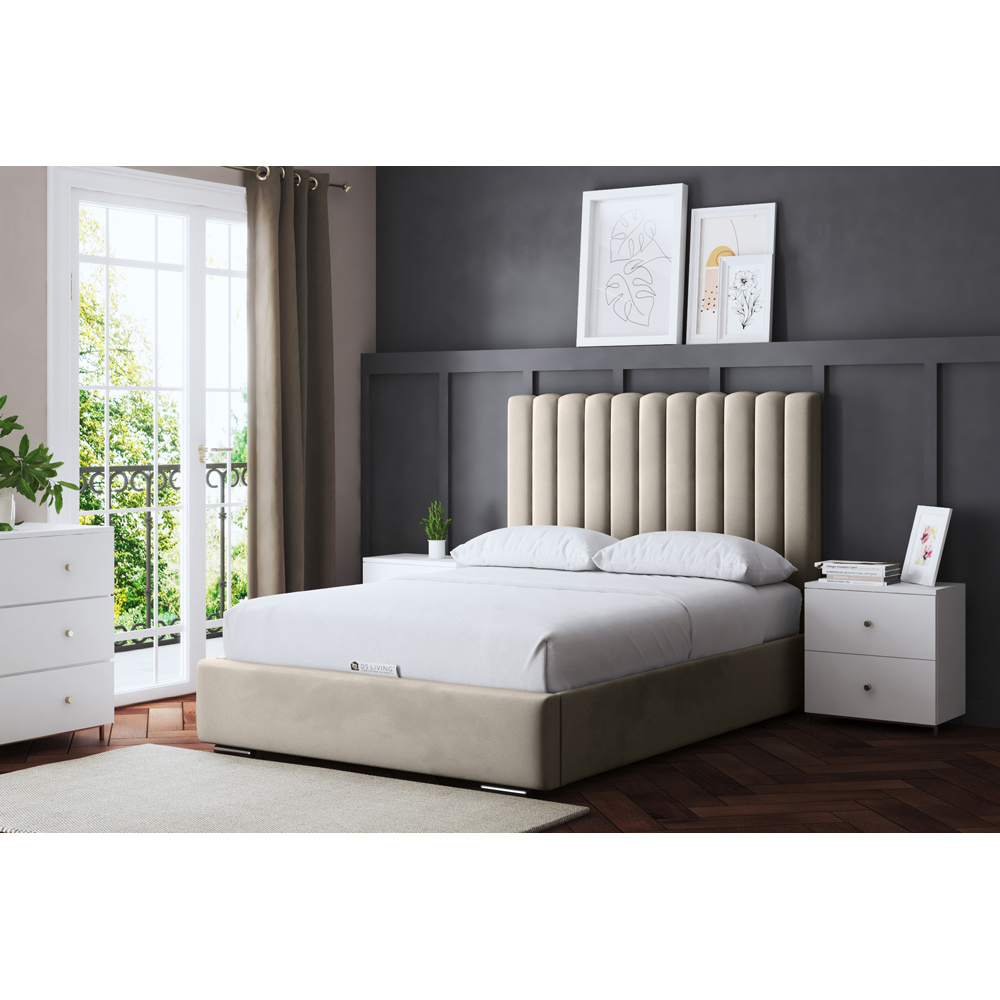 DS Living Evangeline Small Double Cream Upholstered Bed Frame with Headboard Image 5