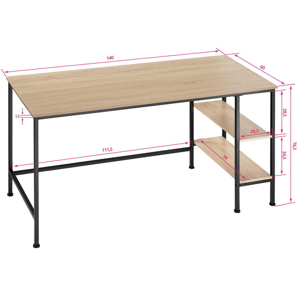 tectake Donegal 2 Shelf Light Wood Oak Sonoma Office Desk Image 6