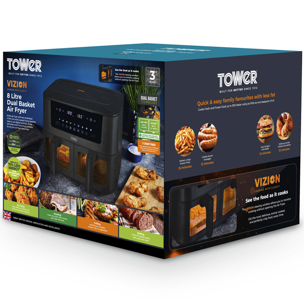 Tower Vortx Vizion T17151 Black Dual Basket Digital Air Fryer 8L Image 9