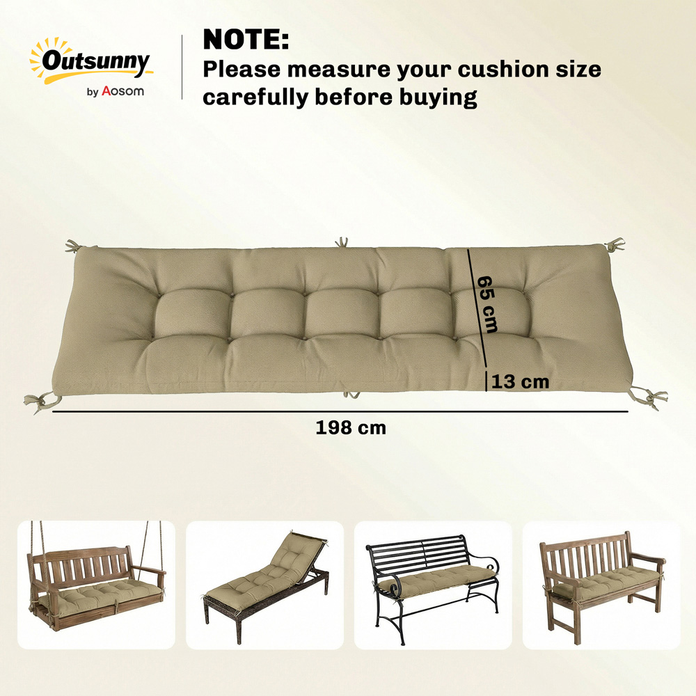 Outsunny Memory Foam Sun Lounger Cushion with Ties Image 9