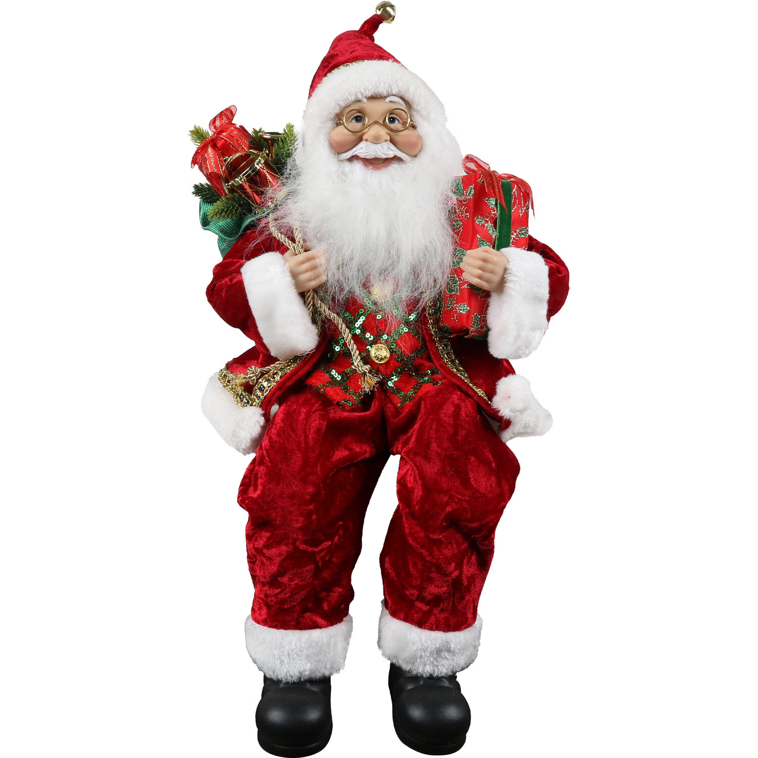 Shelf Sitting Traditional Santa - Red Image 1