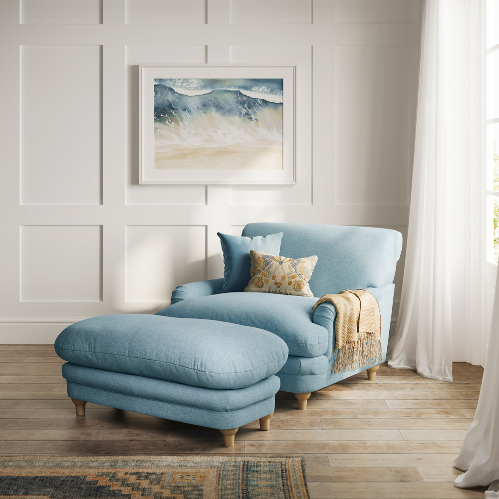 Plumpton Duck Egg Blue Weave Footstool Image 5