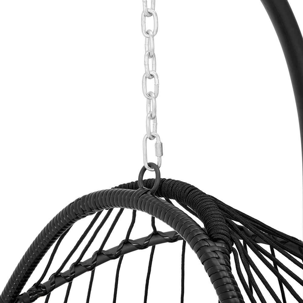 Living and Home Black Linear Wicker Hanging Egg Chair Image 7