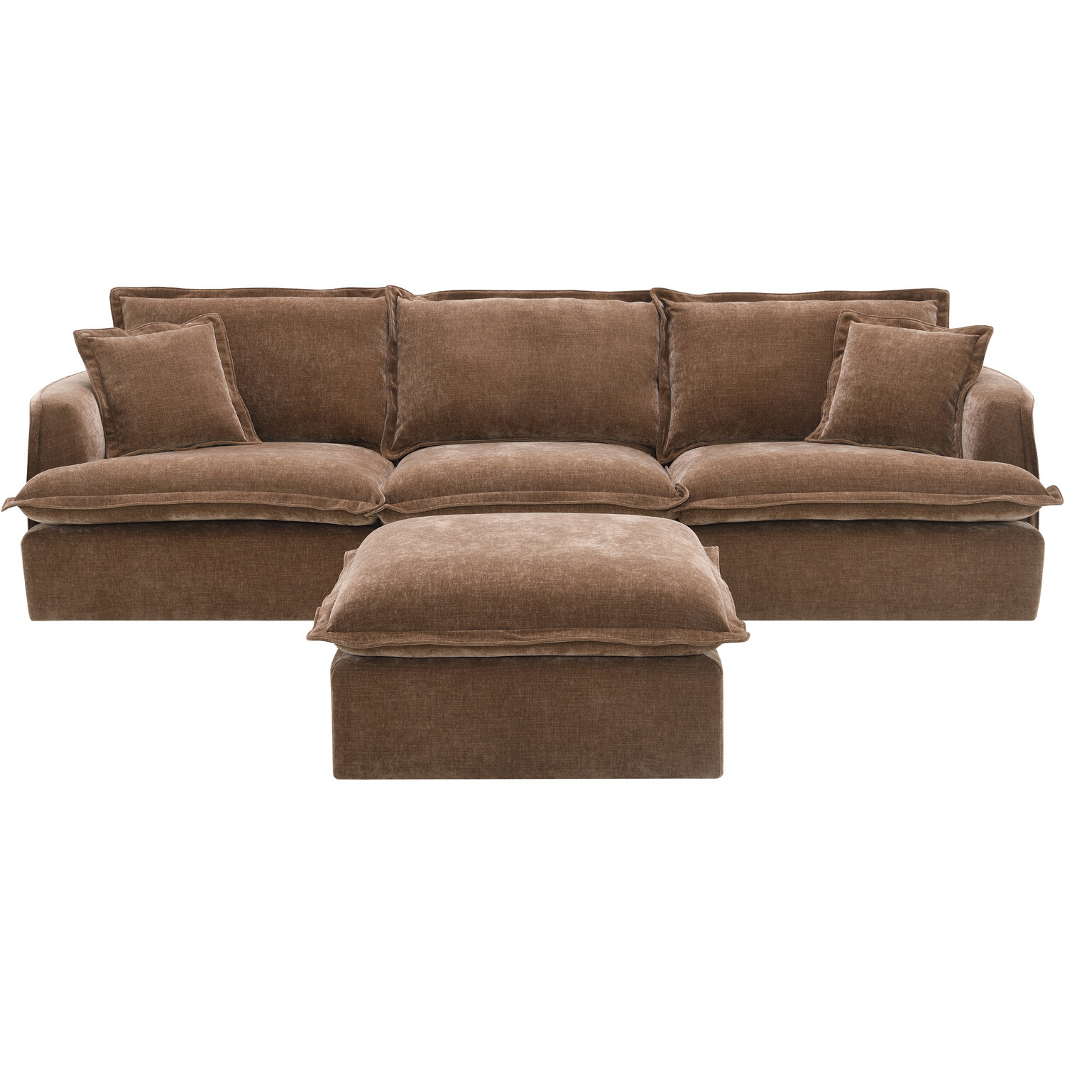 Molly 3 Seater Sofa with Ottoman - Brown Image 4