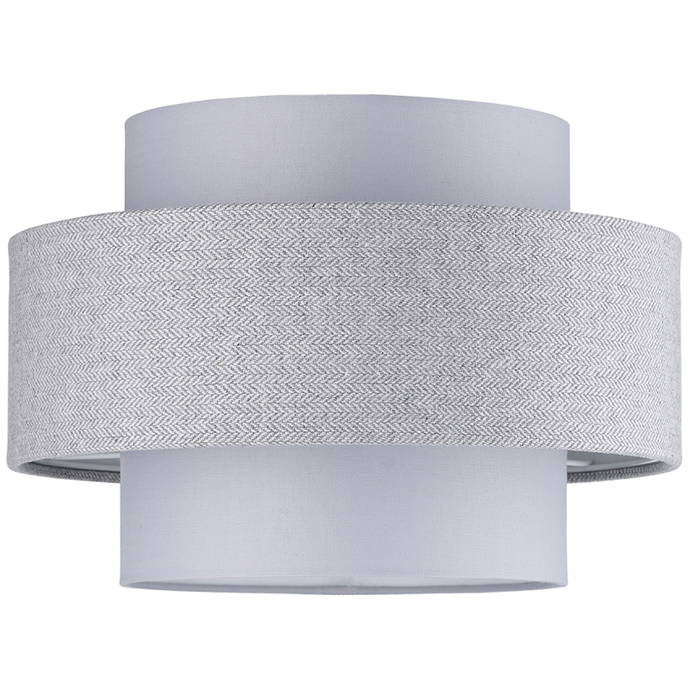Happy Homewares Herringbone 3 Tier Grey Linen and Cotton Pendant Shade Image 1