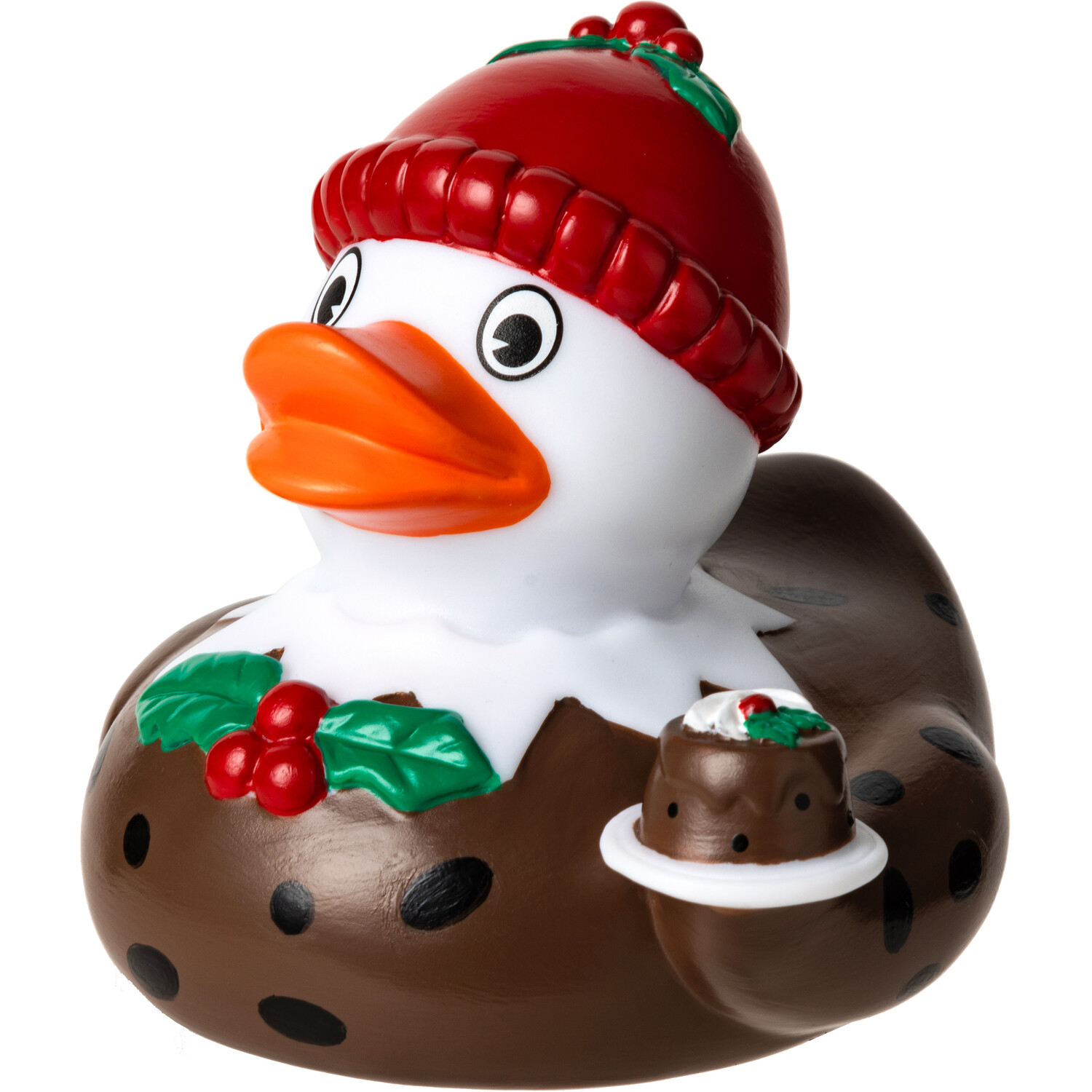 Xmas Pudding Rubber Duck - Brown and White Image 2