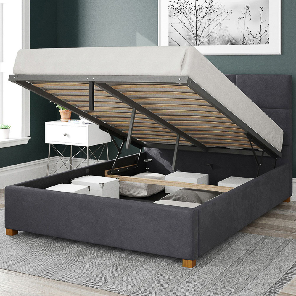 Aspire Caine Double Steel Plush Velvet Ottoman Bed Image 2