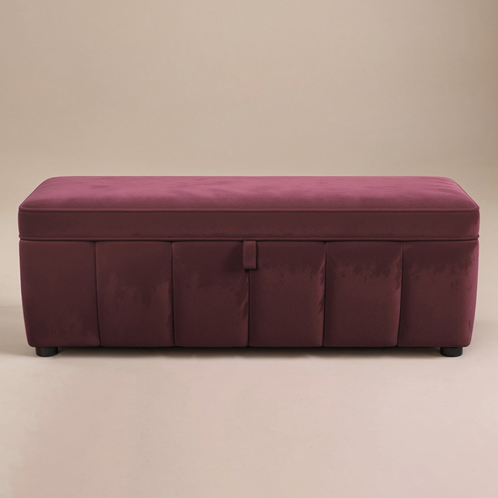 SOLACE+CO Emilie Burgundy Velvet Blanket Box Image 2