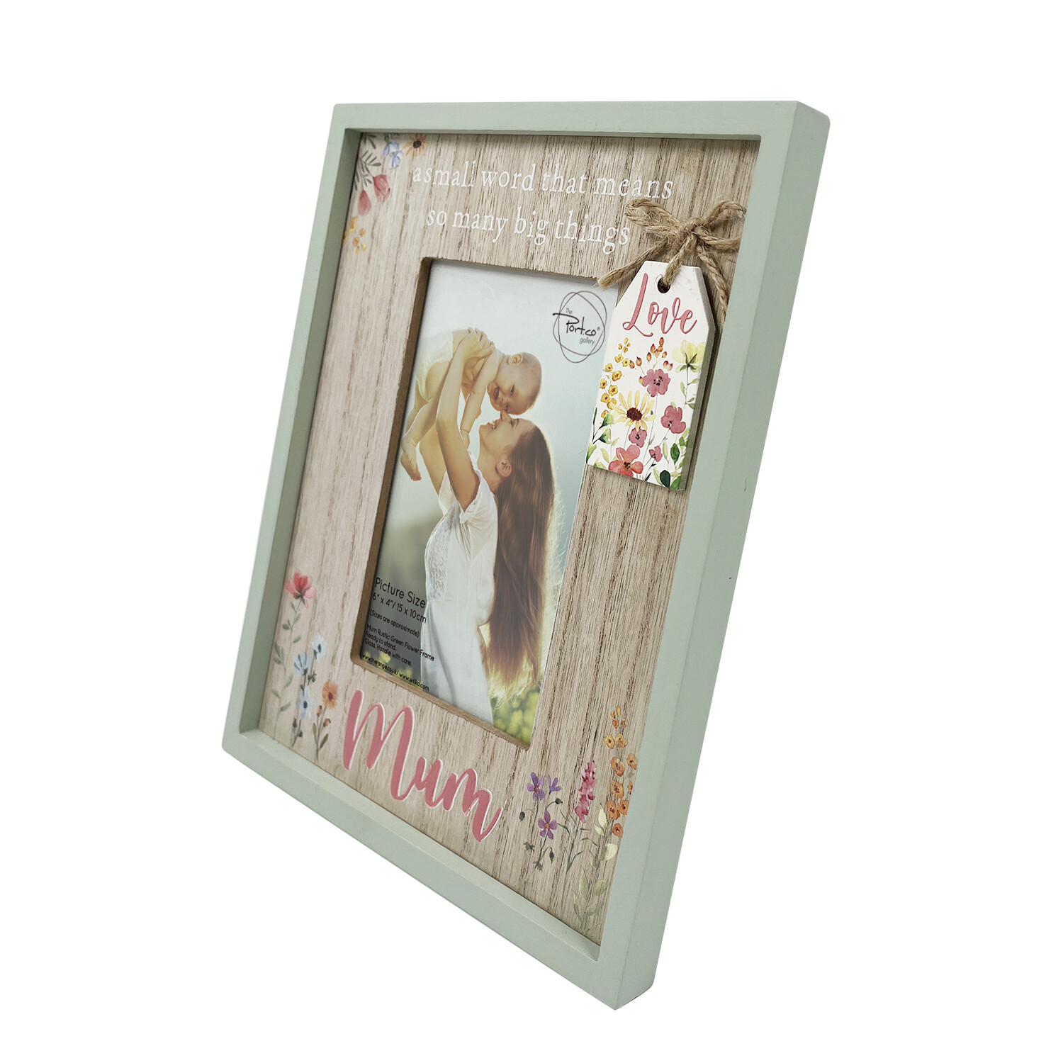 Mum Rustic Green Flower Frame - Green / 6 x 4 inch Image 2