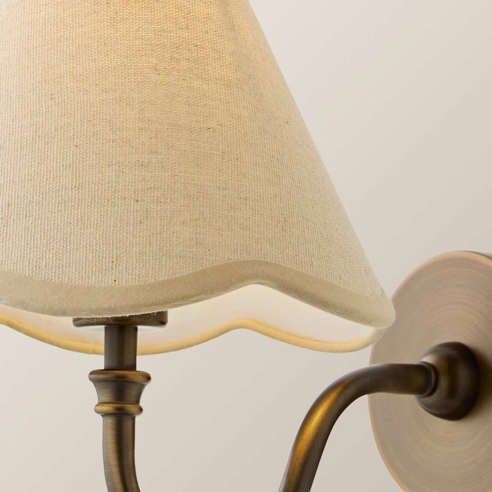 ValueLights Lowe Natural Scallop Flower Shade Brass Rechargeable Wall Light with Bulb Image 4